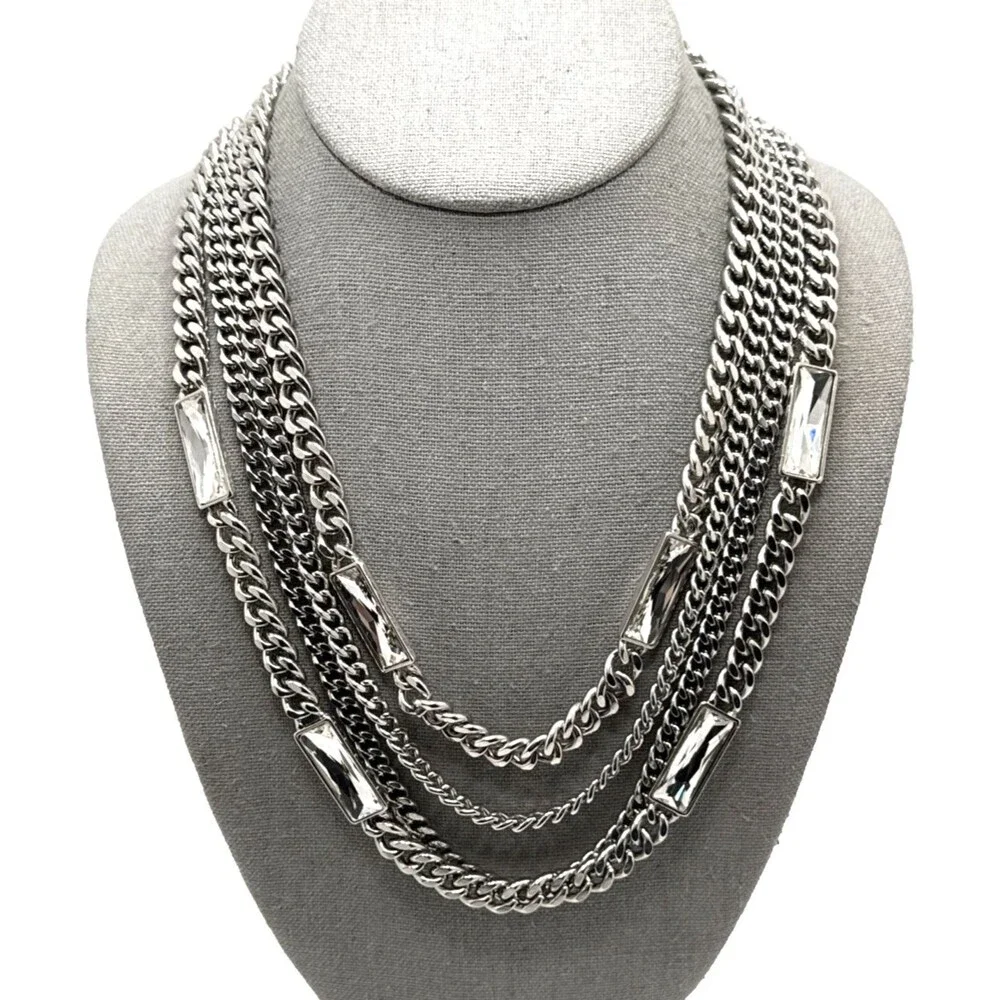 NWOT Lee Angel Neiman Marcus Crystal Multi Strand Station Necklace Statement 20